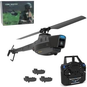Generico C128 Drone con Telecamera 1080P, Elicottero Militare telecomandato, Veicolo Aereo 2.4G 4CH, decollo/atterraggio, Elicottero Aereo RC con giroscopio a 6 Assi per Adulti Principianti