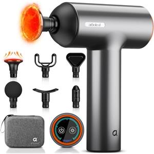 Arboleaf Pistola Massaggio Muscolare con 4 Velocità e Pressione Automatica, Massaggiatore Muscolare per Tessuti Profondi, 3 Livelli Calore, 6 Teste Massaggio, Pistola Massaggiante con Touch Screen LED