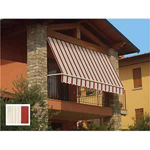 SANGIORGIO Tenda da Sole a Caduta 250x250 cm Beige/Rosso con Braccetti Regolabili