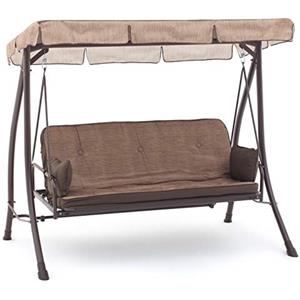 IFUORICASA My_garden Bali Dondolo, 3 Posti Large, Funzione Reclinabile Letto, Beige