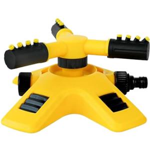 Wcybym Irrigatore da giardino con rotazione regolabile a 360 gradi, irrigatore da giardino, strumento di irrigazione per esterni, testa rotante a 360°, spruzzo ad ampia copertura, giallo, 1 pezzo, per prato