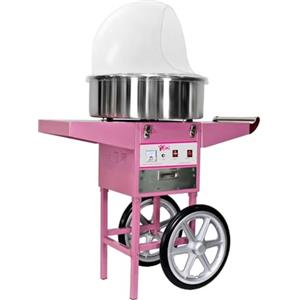 Royal Catering Macchina per zucchero in cotone con carrello, controllo termostato e rotazione, 1200 W, colore rosa, 52 cm