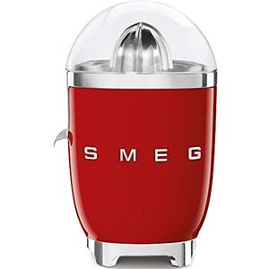 Smeg, Spremiagrumi Elettrico CJF01RDEU, Spremitura a Pressione Manuale, Beccuccio Antigoccia e Cono Universale, Base Antiscivolo, Avvolgicavo Integrato, 70W, Rosso
