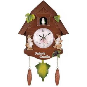 Zoegneer Orologio a cucù da parete con pendolo, orologio a cucù da parete, design a chalet in stile moderno, orologio decorativo da parete per soggiorno (marrone)