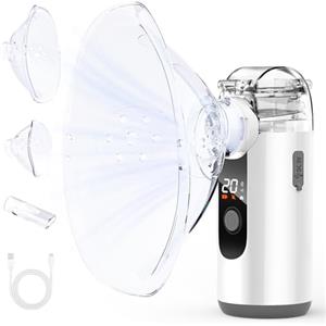 HITHINKMED Aersol Portatile Silenzioso, Aersol Portatile Ricaricabile per Adulti e Bambini, Macchina Aerosol Adulti con Display Digitale, Pulizia Automatica dei Residui-Grigio