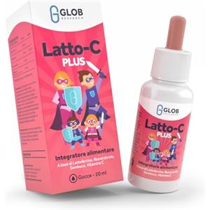 Glob Research Latto C Plus - Integratore alimentare a base di Lattoferrina, Resveratrolo, Estratto di Sambuco, Vitamina C. Migliora le difese immunitarei. Gusto arancia rossa.
