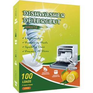 Miayical 100 Pezzi Pastiglie per Lavastoviglie,Lavastoviglie Foglie,Adatto per Stoviglie,Frutta e Verdura,Pulizia Potente e Senza Sostanze Chimiche,Si Dissolve Rapidamente,Non Lascia Residui,Limone