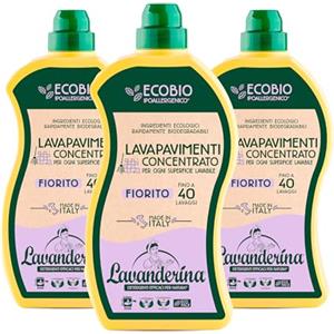 Lavanderina, Detersivo Pavimenti Concentrato, Lavapavimenti Concentrato Fiorito, 40 Dosi, 1000 ml x 3 Pack, Detergente Pavimenti Profumato ed Ecologico
