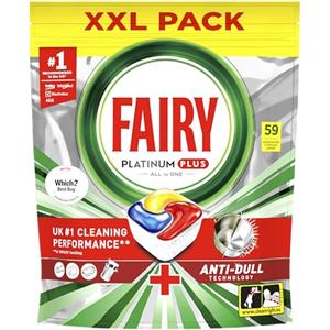Fairy Platinum Plus Pastiglie Lavastoviglie - Confezione Bulk 59 Pastiglie, Confezione XXL, Limone