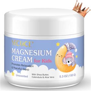 RoongDuuDll Crema al magnesio per bambini, lozione al magnesio per dormire, balsamo al burro di magnesio con burro di karitè, aloe vera, calendula, crema per bambini, per piedi, stomaco, braccia, gambe sollievo