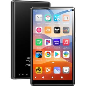 SWOFY Lettore MP3 con touch screen da 96 GB, 5 pollici, Bluetooth 5.0, 2500 mAh, Dual Band WiFi Android 13.0, suono Hi-Fi, preinstallato Spotify & Amazon Music Lettore e-book (nero)