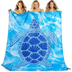 KUOGAS Telo Mare xxl 200x145 cm, Asciugamano Grande In Microfibra Ad Asciugatura Rapida, Telo Bagno Senza Sabbia, Coperta Da Spiaggia Donna (Tartaruga blu)