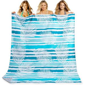 KUOGAS Telo Mare xxl 200x145 cm, Asciugamano Grande In Microfibra Ad Asciugatura Rapida, Telo Bagno Senza Sabbia, Coperta Da Spiaggia Donna (Foglia azzurro cielo)