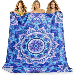 KUOGAS Telo Mare xxl 200x145 cm, Asciugamano Grande In Microfibra Ad Asciugatura Rapida, Telo Bagno Senza Sabbia, Coperta Da Spiaggia Donna (Mandala viola)