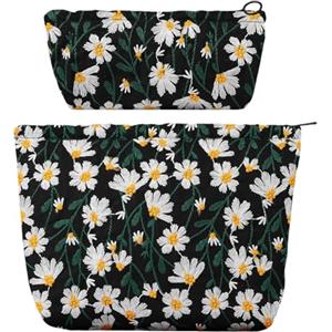 Aucuu 2PCS Beauty Case, Borsa Cosmetica Ricamata, Borsa Cosmetica da Viaggio, Multifunzionale Pochette Trucchi, Trucco Portatili per Vacanze in Viaggio