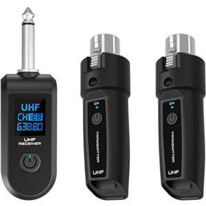 Rwigeboo 3pcs/set trasmettitori e ricevitori di microfoni wireless, adattatore per microfono wireless ricaricabile da 2, 4 GHz per chitarra, mixer audio, microfono dinamico, ricevitore di chitarra del sistema