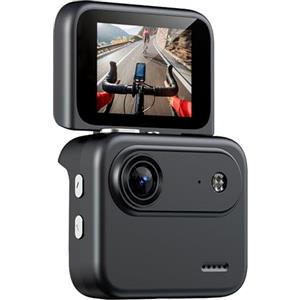 VBESTLIFE Fotocamera per Vlogging per Creatori, Mini Action Cam con Schermo Ribaltabile, Ampia Visuale 1080P HD 143°, Leggera e Portatile, POV, per Ciclismo, Sci, Escursionismo (BLACK)