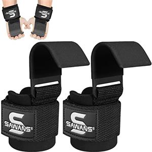 SAWANS - Coppia di cinghie per sollevamento pesi, con rivestimento antiscivolo, in acciaio solido, neoprene spesso imbottito, supporto per il polso, per palestra, trazioni alla sbarra, sollevamento