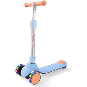 BremToy Monopattino per Bambini 3-10 Anni, 4 Regolabili in Altezza, 3 Eleganti Ruote LED, Monopattino Pieghevole, Carico Massimo 50 kg, Regalo per Bambini