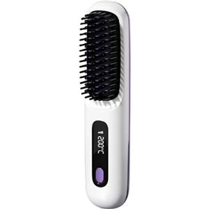 Generic Spazzola per capelli riscaldata - Spazzola per capelli portatile per lisciare | Mini spazzola per capelli senza fili con display a LED e 3 impostazioni di calore | Touch Control Screen Styler per Home