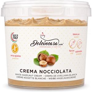Dolcincasa.com Dolcincasa-Crema Nocciole Bianca al Latte Nocciola 12% Spalmabile e per Farcitura Torte Croissant Fagottini, Brioches, Krapfen e Crêpes Senza Glutine 500g