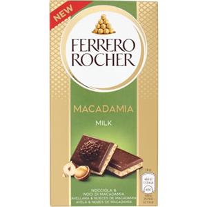 MENDOSA Confezione Per Ferrero Rocher Macadamia Milk Nocciola & Noci di Macadamia, Tavoletta al Latte, Nocciola e Noci di Macadamia, 90g