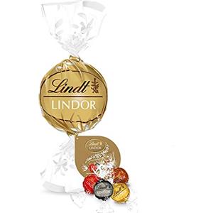 Lindt Lindor Praline di Cioccolato al Latte, Fondente, Bianco, Nocciola, Confezione da 44 in Scatola Regalo Maxi Boule Formato 550g