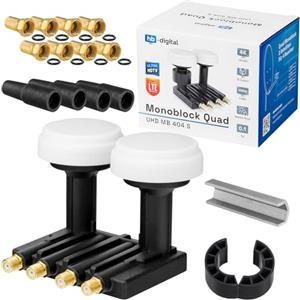 HB-Digital LNB monoblocco da 0,1 dB LNC diretto per decoder satellitare Astra 19,2° e Hotbird 13° Full HD TV 3D Ultra HD 4K + connettori tipo F placcati oro (confezione in lingua italiana non garantita)