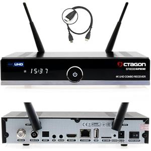Octagon SF8008 UHD 4K Supreme Combo + 500 GB disco rigido interno, ricevitore satellitare e DVB-T2, E2 Linux & Define OS, con funzione di registrazione, M.2 M Key, Gigabit LAN, lettore di schede, SAT
