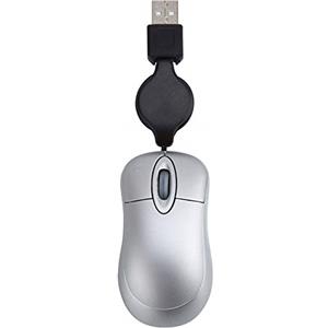 Joskeijky Mini Mouse cablato USB Cavo retrattile Piccolo Mouse Piccolo 1600 DPI Mouse da Viaggio Compatti Ottici per 98.2000 XP Vista Ve (Argento)
