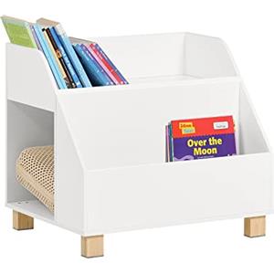 SoBuy Libreria montessoriana per bambini, Libreria con 3 Scomparti Aperti, Porta Giochi Bambini, Scaffale Portagiochi e Porta Libri, Armadio Cameretta, Bianco, 60x48x53cm KMB54-W