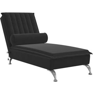 vidaXL Chaise Longue Massaggi con Cuscino a Rullo Nero in Velluto, divano letto, divano letto moderno, divano letto contemporaneo, dormeuse