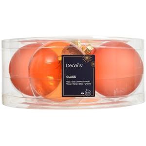 Kaemingk Palline di Natale in vetro 8 cm, 4 pezzi - opaco e lucido trasparente - grandi palline per albero di Natale - decorazioni per albero di Natale & decorazioni per albero di Natale - arancione caldo