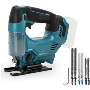WingFly Seghetto alternativo senza fili compatibile con batteria Makita 18 V, 500 W utensile da taglio senza spazzole, 3500 giri/min, tagli smussati di 45°, 6 lame per seghetto alternativo per legno, PVC