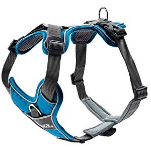 HUNTER pettorina per cani DIVO, Colore: azzurro/grigio, ergonomico, traspirante e imbottito, regolabile in 5 punti, materiale riflettente 3M™ Scotchlite™, Taglia: XS