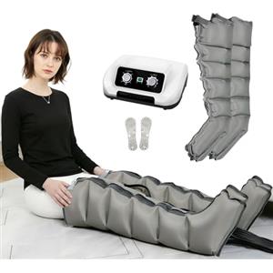 FahQuintuple Pressoterapia per Casa Gambe e Addome e Braccia - 6 Camere Massaggiatore Compressione d'Aria - Linfodrenaggio Professionale Anticellulite, Rilassamento Muscolare (Grey, 2legs)