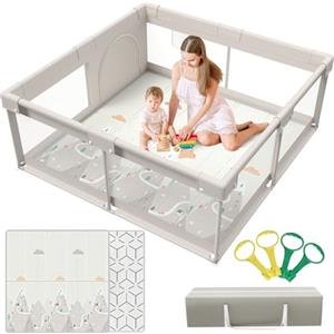 Cafolatt 150x150cm Box per Bambini con Materassino, Modulare e Pieghevole Grande per la Casa (150X150X65 cm)