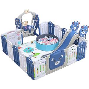 Reenborn Recinto per Bambini, Box Bambini, Box Neonato con Materassino Infantile Pieghevole Grande Interni ed Esterni, Centro Attività Parco Giochi per Bambini con Schiuma Anticollisione (C 14+2)