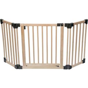 Safetots Barriera di Sicurezza Multipannello Multiuso in Legno, fino a 176cm, Legno Naturale, 76cm di Altezza, Barriera Versatile, Divisorio per Stanze con Cancelletto per Bambini e Neonati