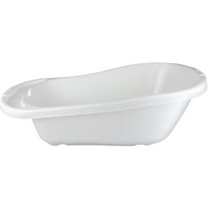 mille idee Vasca Da Bagno Baby 23 Litri con Tappo di Scarico - Vaschetta Bagnetto Neonato e Bambino, Ergonomica con Maniglie, 79 x 41 x 27 cm, Bianca in plastica