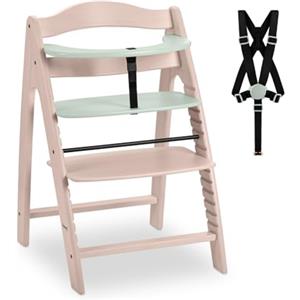 hauck Seggiolone Pappa in Legno Arketa - Seggiolone Evolutivo (Legno Certificato FSC®) dai 6 Mesi - Sedia per Bambini Regolabile, con Barra di Sicurezza e Cintura a 5 Punti - (Whitewashed Menta)