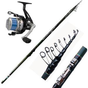Generico Canna Pesca Bolognese Metri 6 Carbonio Kit Con Mulinello Carbonio Mare Scogliera Spigola Orata Gr. 20/40 Universal