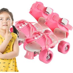 Genérico Pattini a rotelle regolabili per bambini - taglia 28-36, quadrupla PVC PP 9x17,5x20cm | Pattini a doppia linea 4 ruote, bambina bambino | Singoli regolabili per bambini,