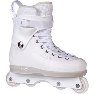 Powerslide USD Sway Chess White Stunt Skates - Pattini in linea aggressivi Hardboot, Kizer Fluid IV UFS, 60 mm, 88 A, cuscinetti a sfera ABEC 9, bianco/grigio per Street & Park (44-45)