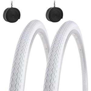 ECOVELO 2 COPERTONI 26 X 1 3/8 (37-590) + CAMERE D'ARIA PNEUMATICI BIANCHI X CITY BIKE STRADALE ADULTO VINTAGE
