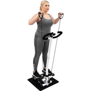 Owneed Fitness stepper, allenamento con manubrio e display Up-Down Swing Stepper Attrezzature per il fitness, per gambe e braccio, resistenza 150 kg, regolabile in altezza (29 x 39 x 110 cm)