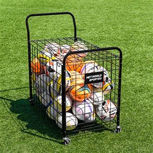 FORZA Cesto PortaPalloni | Capienza 40 Palloni | Cesto in Metallo Resistente | Ruote con Sistema di Blocco Attrezzatura Multi-Sport | Carello Sportivo per Trasportare Attrezzatura Sportiva