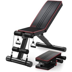 YOLEO Panca per manubri pieghevole multifunzione allenamento fitness panca addominali panca inclinata con schienale regolabile in 6 posizioni/cuscino sedile regolabile in 3 posizioni, carico 300kg