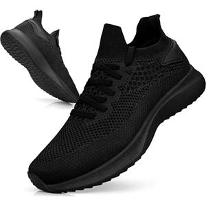 Giniros Scarpe Uomo Sneakers Traspiranti Mesh Ginnastica Corsa Camminata Casual Sportive Palestra Trekking Tennis Trail Basket Comode Outdoor Fitness Jogging Nero Puro 40EU