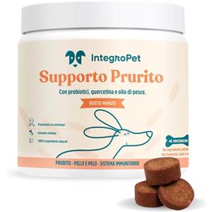 INTEGROPET - Supporto Prurito con Probiotici per Cani Gusto Manzo - Integratore per CanI per Prurito e Sensibilità Stagionali